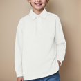 thumbnail image 2 of HUCOAE 5T Boys Shirts Boys Shirt Polo School Uniform Shirt With Long Sleeves For Boys And Girls B22 shirt Beige 8-9 Years, 2 of 5