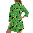 thumbnail image 2 of Xixirimido Green Jamaican Flag Print Women's Casual Beach Cover Up Shirt Dress Long Sleeve Button Down Swimwear Cover Up with Side Slits and Curved Hem, Size XL, 2 of 7