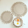 thumbnail image 6 of Miyuadkai Woven Insulation Mat Table Mat Khaki 24Cm, Woven Floral Placemat Cotton Cord Vintage Woven Insulation Mat Kitchen Floral Placemat Handmade Cotton Pot Cushion Cup (Diameter 7.1 "9.4" 11.8 "), 6 of 7