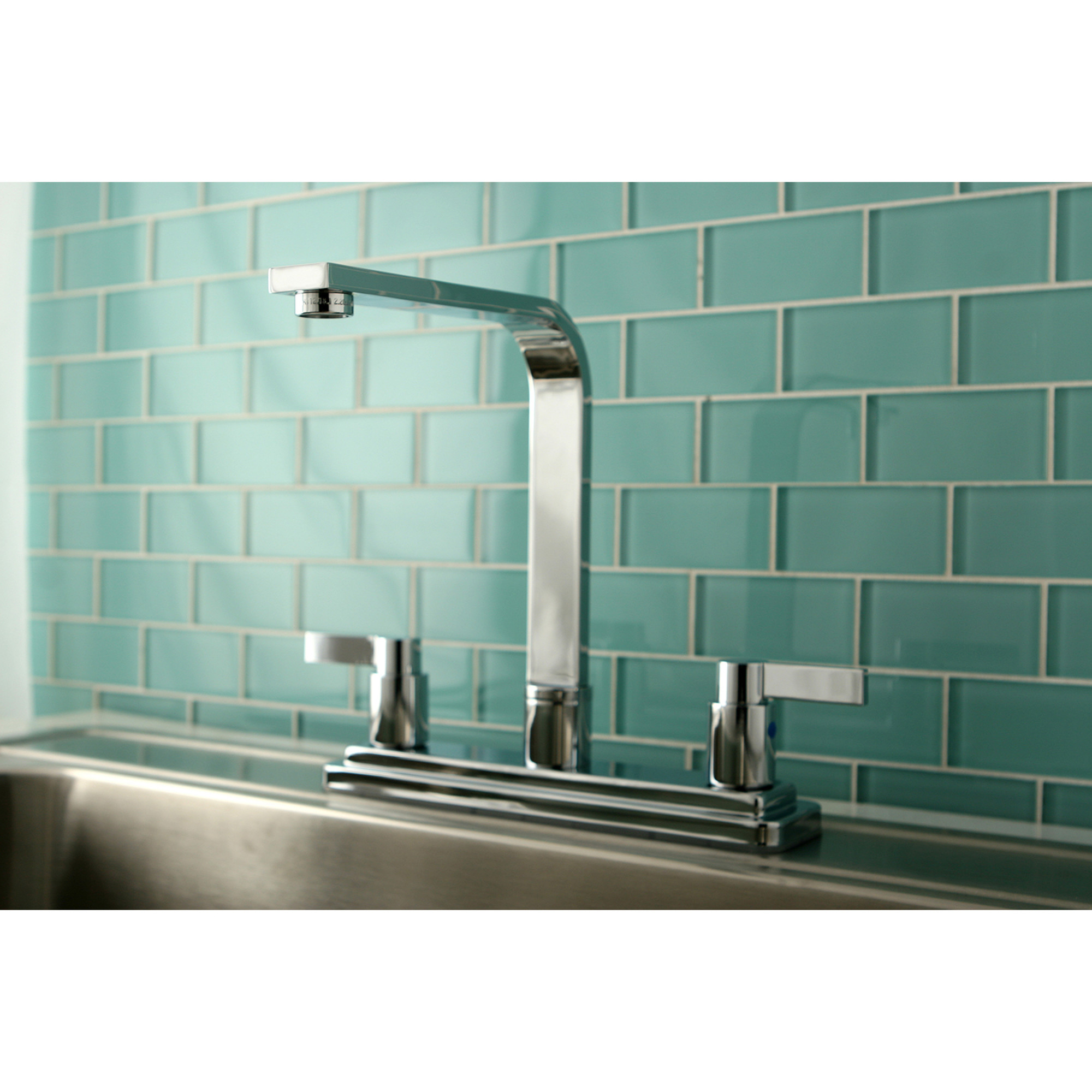 Kingston KB8791NDLLS NuvoFusion Two-Handle 8" Centerset Kitchen Faucet, Polished Chrome