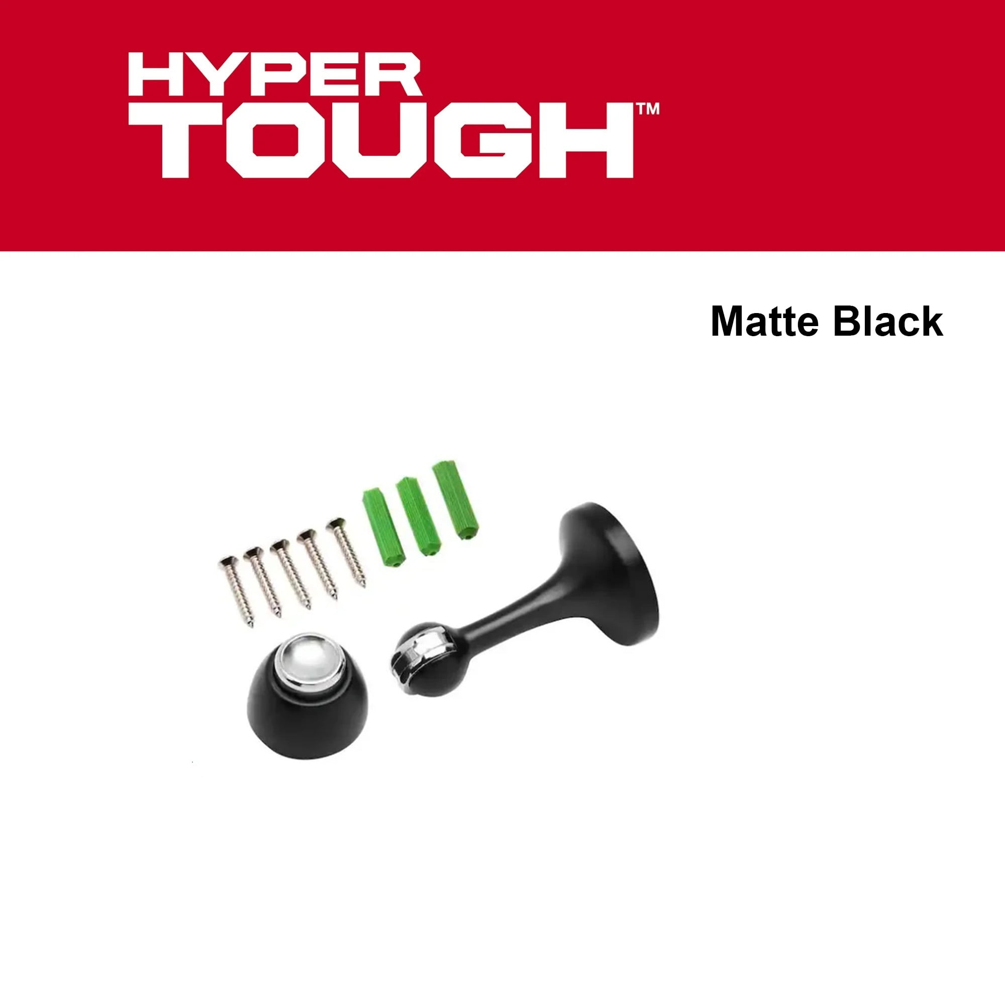 Hyper Tough Magnetic Door Stop With Catch, Matte Black