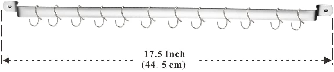 ReaNea Kitchen Utensil Rack, Stainless Steel Wall Mounted Utensil Holder Rail Organizer for Hanging Mug Spatula Pot with 14 Hooks