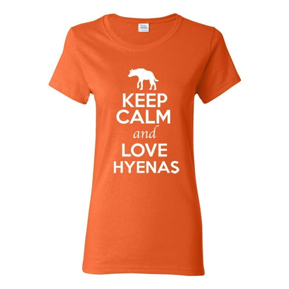 Ladies Keep Calm And Love Hyenas Canine Animal Lover T-Shirt Tee