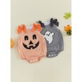 thumbnail image 3 of RUINIXCW Newborn Baby Girl Halloween Outfit Gingham Plaid Bubble Romper Funny Ghost Pumpkin Grimace Embroidery Sleeveless Bow Bodysuit Jumpsuit  Playsuit, 3 of 9