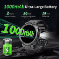 thumbnail image 6 of Smart Watches for Men (Answer/Make Call), 1.53" HD Military Smartwatch, 50+ Days Extra-Long Battery Life Fitness Tracker, Flashlight/110+Sports/Sleep Monitor/IP68 Waterproof Android iOS, 6 of 7