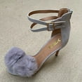 thumbnail image 6 of X2B Catrina-4 Natural Pom Pom Open Toe Dual Ankle Strap Heel Sandals, 6 of 6