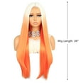 thumbnail image 2 of Unique Bargains Lace Front Wigs for Women 26" Blonde Gradient Orange Long Straight Hair with Wig Cap, 2 of 6