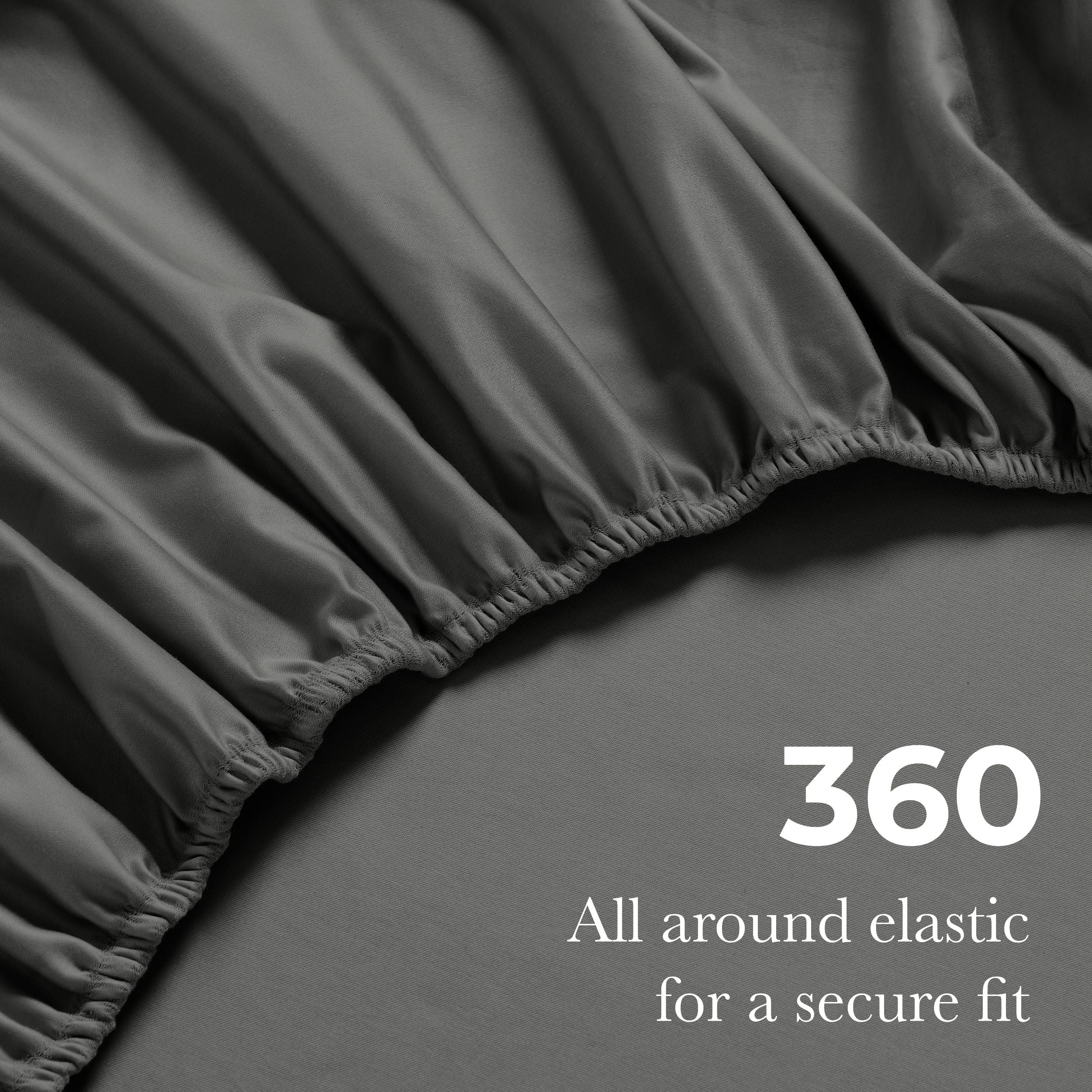 Superior 650 TC Egyptian Cotton Fitted Sheet, Extra Deep Pocket - 18 Inch, Queen Size, Grey