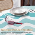 thumbnail image 4 of Round Tablecloth Geometric Striped Pattern Waterproof Oil Proof Polyester Table Cloth Cover Decor for Home Dining Outdoor,Patio,Parties, 54" Dia. Aqua White Wave Pattern, 4 of 9