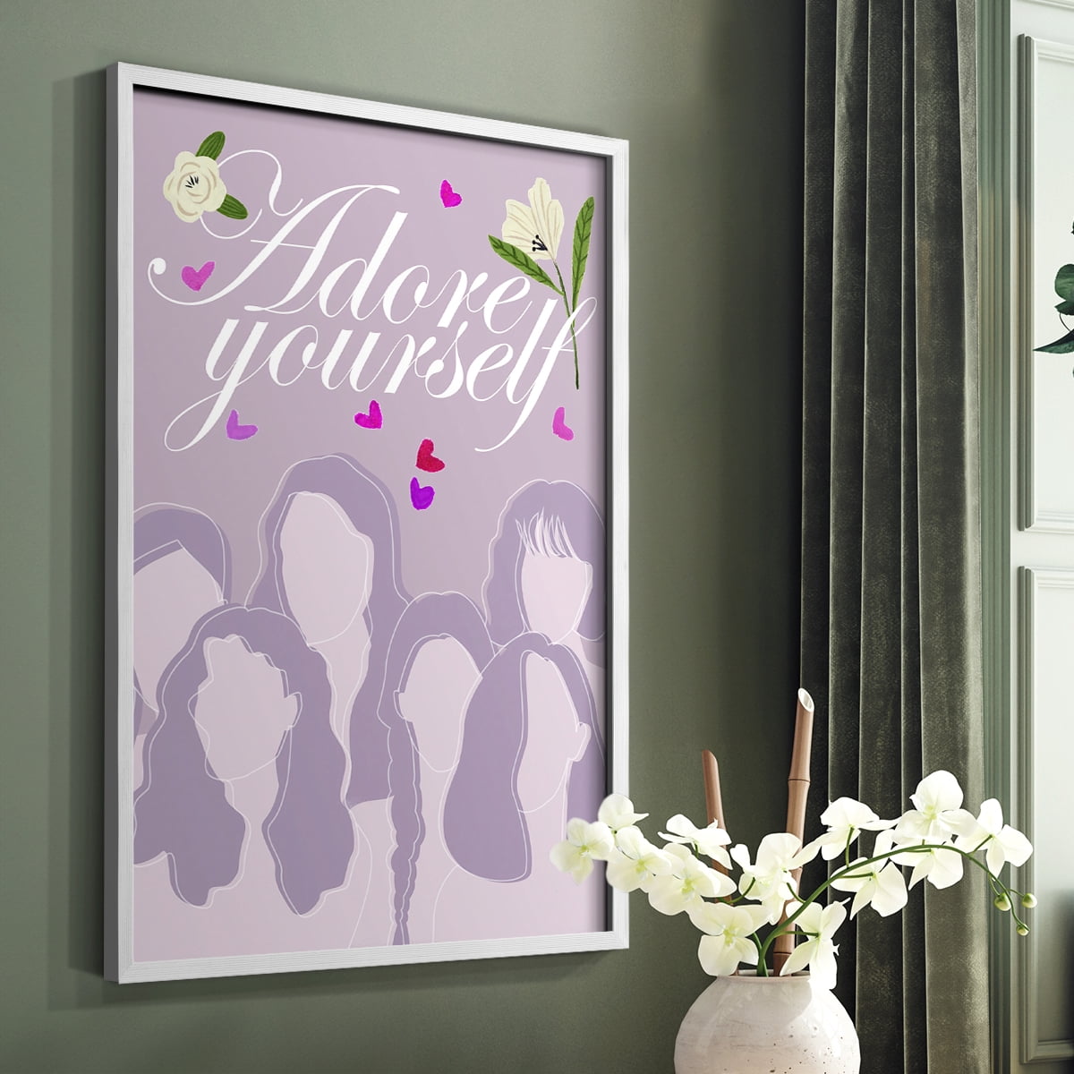 Happy Galentine's Day Collection B Framed Print in White Solid Wood Framed Print No Nail Hanging