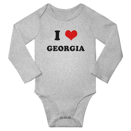 

I Heart Georgia US States Love Baby Long Rompers Baby Long Clothes (Gray 3-6 Months)
