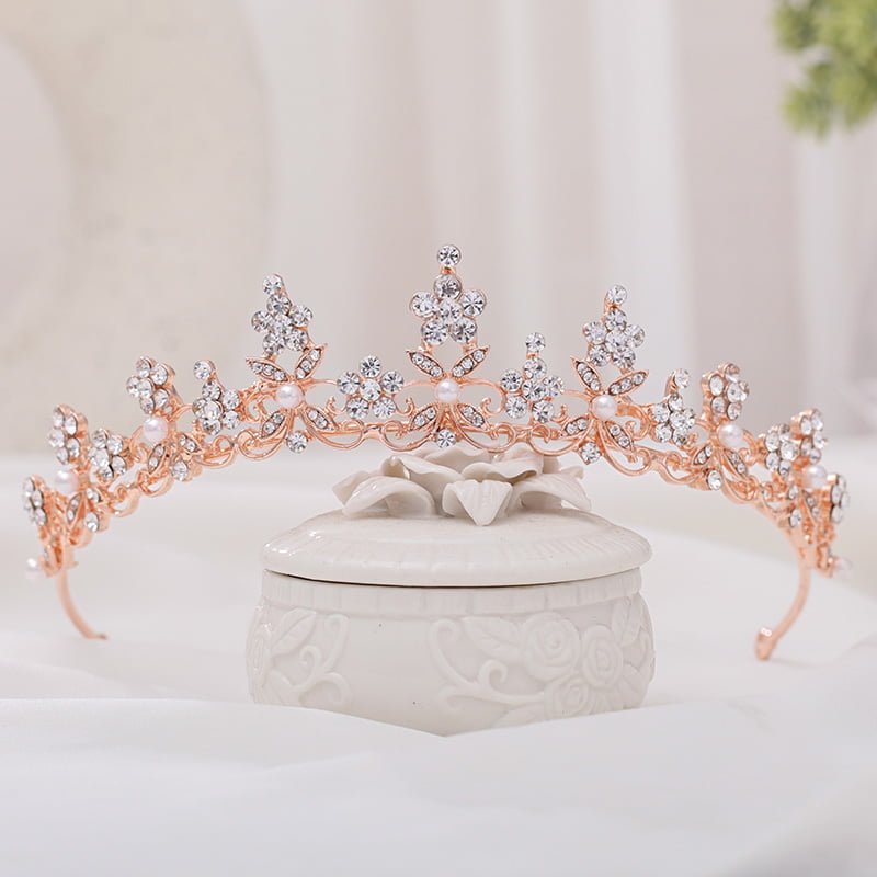 Rose Gold Silver Rhinestone Crystal Wedding Headband Headpiece Bridal Tiara