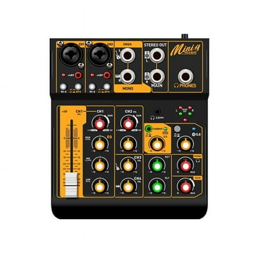 Mini4 Audio Mixer Interface DJ Console Bluetooth 5.0 OTG Reverb 48V Sound Card for Live Broadcast PC Recording US Plug