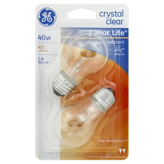 Ge 40w Ceiling Fan A15 Clear Regular Base Bulb 2 Pack Com