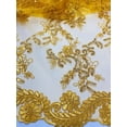 thumbnail image 2 of Beautiful Embroidered Lace w/Sequins, By the Yard from Sal Tex Fabrics, Golden Yellow, 2 of 3