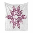 thumbnail image 1 of Purple Soft Flannel Fleece Throw Blanket, Autumn Vine Bridal Flower Bouquet Vintage Style Circle of Leaves Laurel Wreath, Cozy Plush for Indoor and Outdoor Use, 70" x 90", Violet White, by Ambesonne, 1 of 6