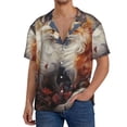 thumbnail image 3 of Honeii 's Romantic Flower Fox Couple for men's short-sleeved button-up collared shirt featuring a pocket, perfect for beach vacations, and travel adventures., 3 of 5