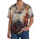 thumbnail image 1 of Fotbe Romantic Flower Fox Couple Camisa Estampada de Manga Corta para Hombre, Casual de Verano, Estilo Playero, Sin Arrugas-Small, 1 of 5