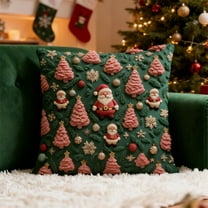 Santa Claus Pink Christmas Trees, Christmas Throw Pillow - Ultra Soft Fluffy Holiday Decor Festive Bed Sofa Couch Decor
