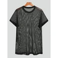 thumbnail image 4 of Men's Breathable Mesh See-through Short Sleeve T-shirt Casual Loose Tops Shirt, 4 of 5