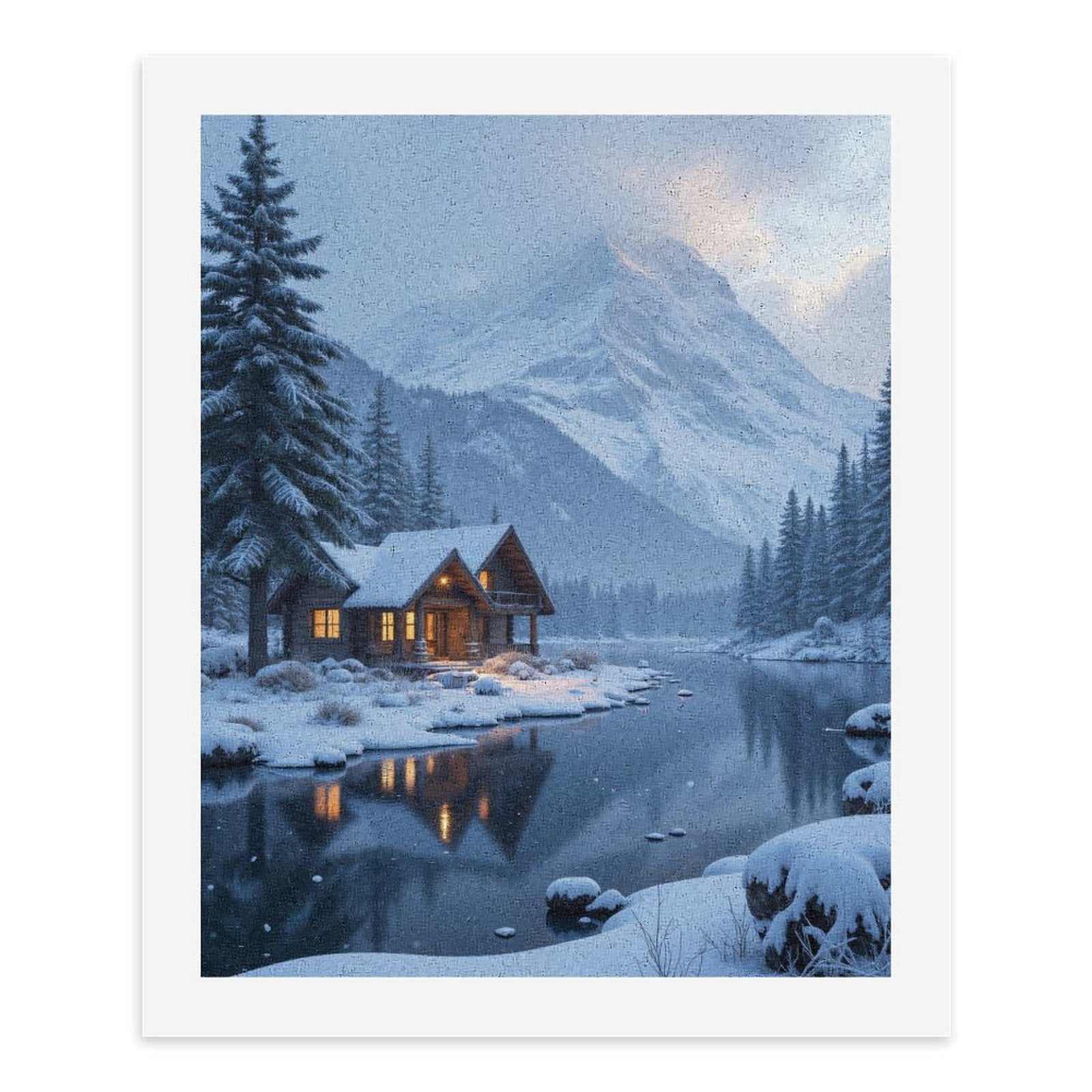 Paint by Numbers Kit for Adults, Winter Cabin Tranquil Mountain Reflection Paint by Numbers, Easy Paint by Numbers Kit for Adults Beginner, DIY Adult Paint by Number Kits on Canvas, Home Decor
