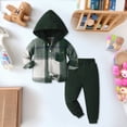 thumbnail image 2 of CAUYDY Boys 2 Piece Outfit for Kids Plaid Button Jacket Plaid Jogger Pants Toddler Baby Casual Matching Set Fall Winter Green for Sizes 6-12 Months, 2 of 5