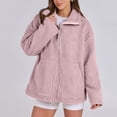 thumbnail image 6 of jtjvou Womens Oversized Solid Color Fleece Jacket Zip Up Teddy Coat Winter Warm Stand Collar Fuzzy Outerwear Pink XXL, 6 of 8