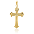 thumbnail image 3 of 14K Solid Yellow Gold French Fleur De Lis Lily Flower Holy Cross Necklace Religious Chain Pendant Jesus Christ Charm, 3 of 8