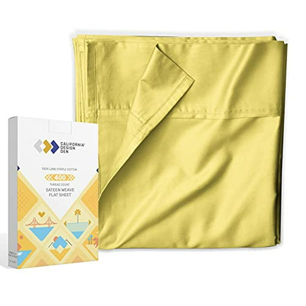 SunshineYellow California King Flat Sheet 400 Thread Count 100 Real
