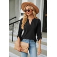 thumbnail image 5 of Autumn And Winter Women's V-neck Button-down Solid Color Long-sleeved Loose T-shirt Top, 5 of 8