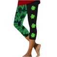 thumbnail image 3 of QATAINLAV Womens St Patricks Day Leggings Casual Tummy Control High Waisted Cropped Leggings Fashion Clover Print Workout Capri Pants Today Prime Sales Green XL, 3 of 5