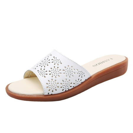 OJSFQUFP Sandals Women Dressy Summer Summer Breathable Slip On Flat Fashion Shoes Sandals for Lady Fashion Slide Sandals Womens 2024 Womens Slipper White 41