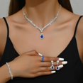 thumbnail image 4 of Silver Jewelry Set for Prom,Elegant Prom Jewelry Set Crystal Rhinestone Necklace Earrings Bracelet Brides Wedding Prom Dresses Costume Jewelry Accessories for Women, 4 of 7