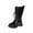 Black, variant on WRTFVZA Girls Knee High Boots, Leather Side Zipper Design, Durable Comfort Footwear for Teens