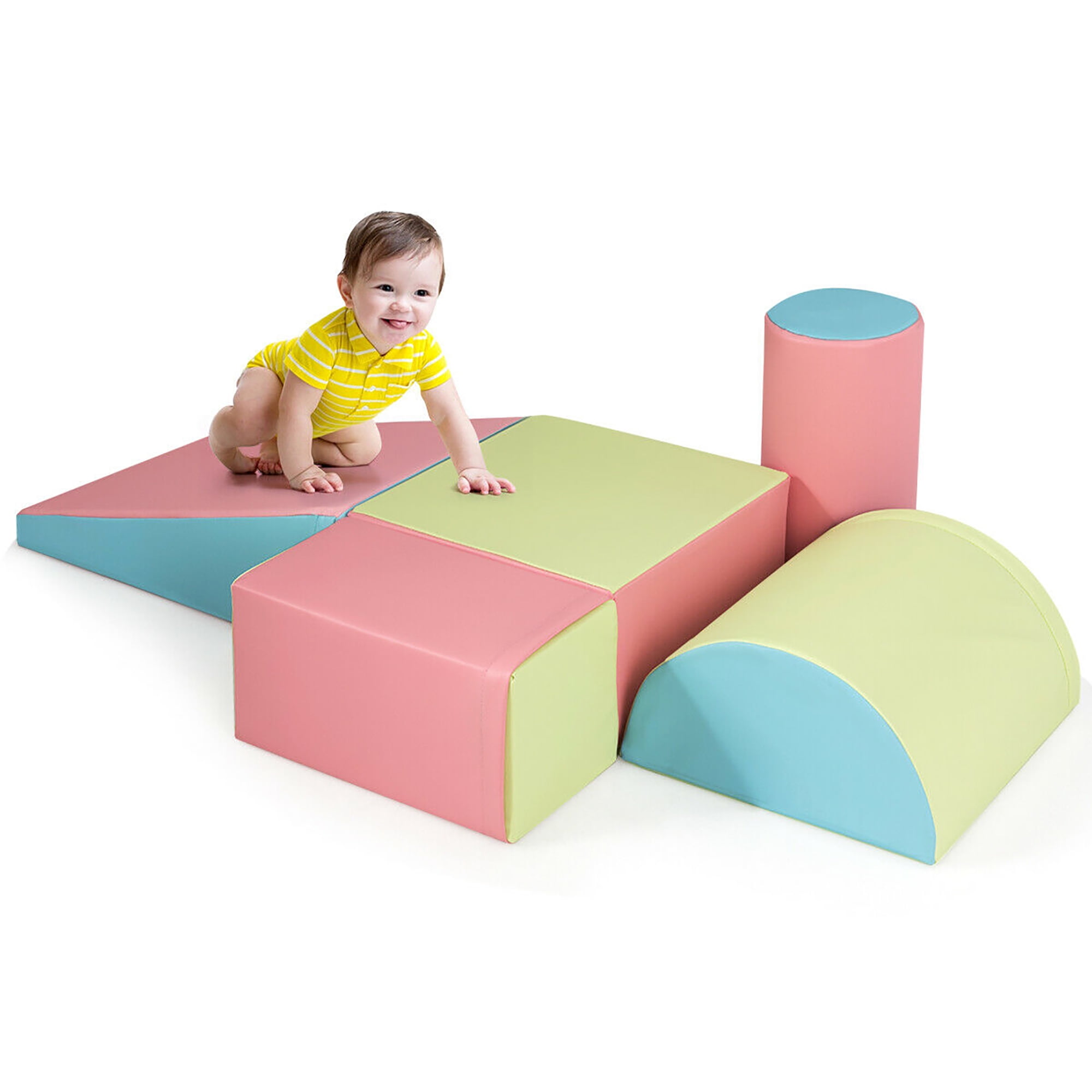 Go Light 6 Pieces Multipurpose Soft Foam Blocks Playset with Foldable Seat for Home,Foam Climbing Blocks for Toddlers Soft Play Equipment,Daycare,Preschool,Lightweight Colorful Fun Foam Set of 4 