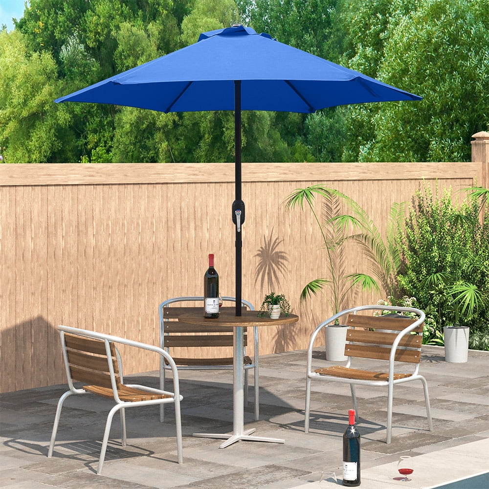 Kool 7.5ft Patio Umbrella with Crank Handle, Outdoor Market Umbrella with 6 Sturdy Umbrella Ribs Waterproof for Garden, Deck, Backyard, Pool,  Royal Blue