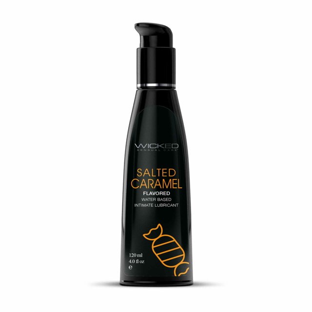 Wicked Lubrifiant Personnel à Base d'Eau Aromatisé à l'Aqua, Caramel Salé, 4 oz