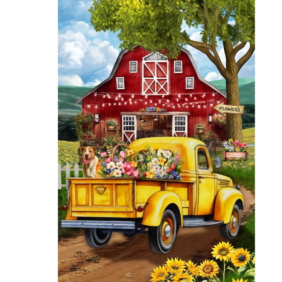 Briarwood Lane Summer House Flag 40x28 For Outdoor Flower Farm Truck For Summer House Flag