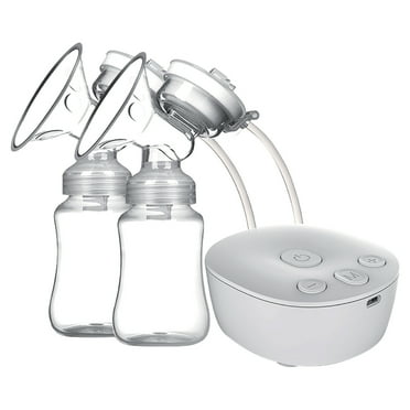 Double Electric Pump Hands Free Pump for Breastfeeding 2 Modes & 9 Adjustable Levels Low Noise -Backflow USB Powered with 2pcs 150ml Milk Bottles