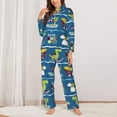 thumbnail image 3 of Bingfone Womens Pajama Sets Dinosaur On The Beach Vacation Print,Long Sleeve Loungewear Pajamas Set-Small, 3 of 9