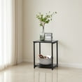 thumbnail image 3 of LEDREM Slim Side Table, Small End Table with 2-Tier Storage & Adjustable Feet, 19.7 Inch Narrow Nightstand, Black, 3 of 6