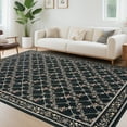 thumbnail image 2 of Garvee 5'x7' Modern Floral Area Rugs Diamond Printed Carpet, Washable Rug Ultra-Soft Low Pile Non Slip Rug for Living Room Bedroom Dining Room, Black, 2 of 8