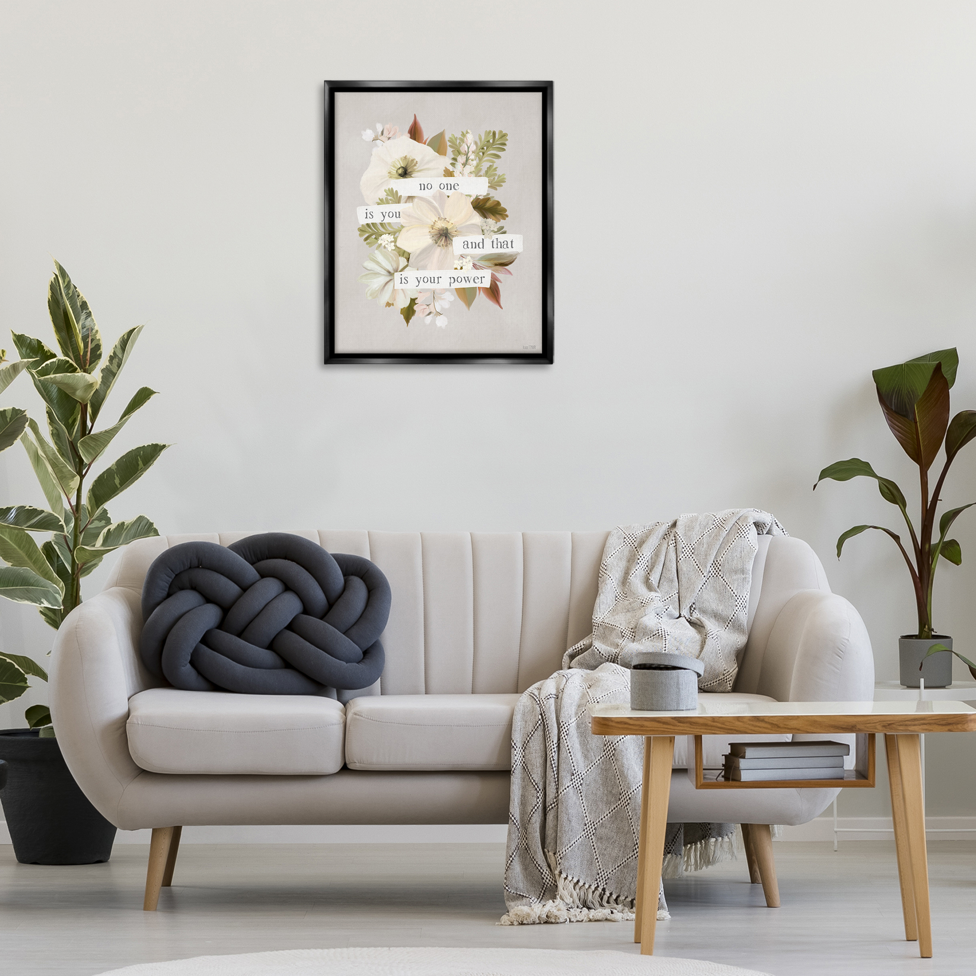 Stupell Industries No One Is You Botanical & Floral Painting Black Floater Framed Art Print Wall Art, 25 x 31