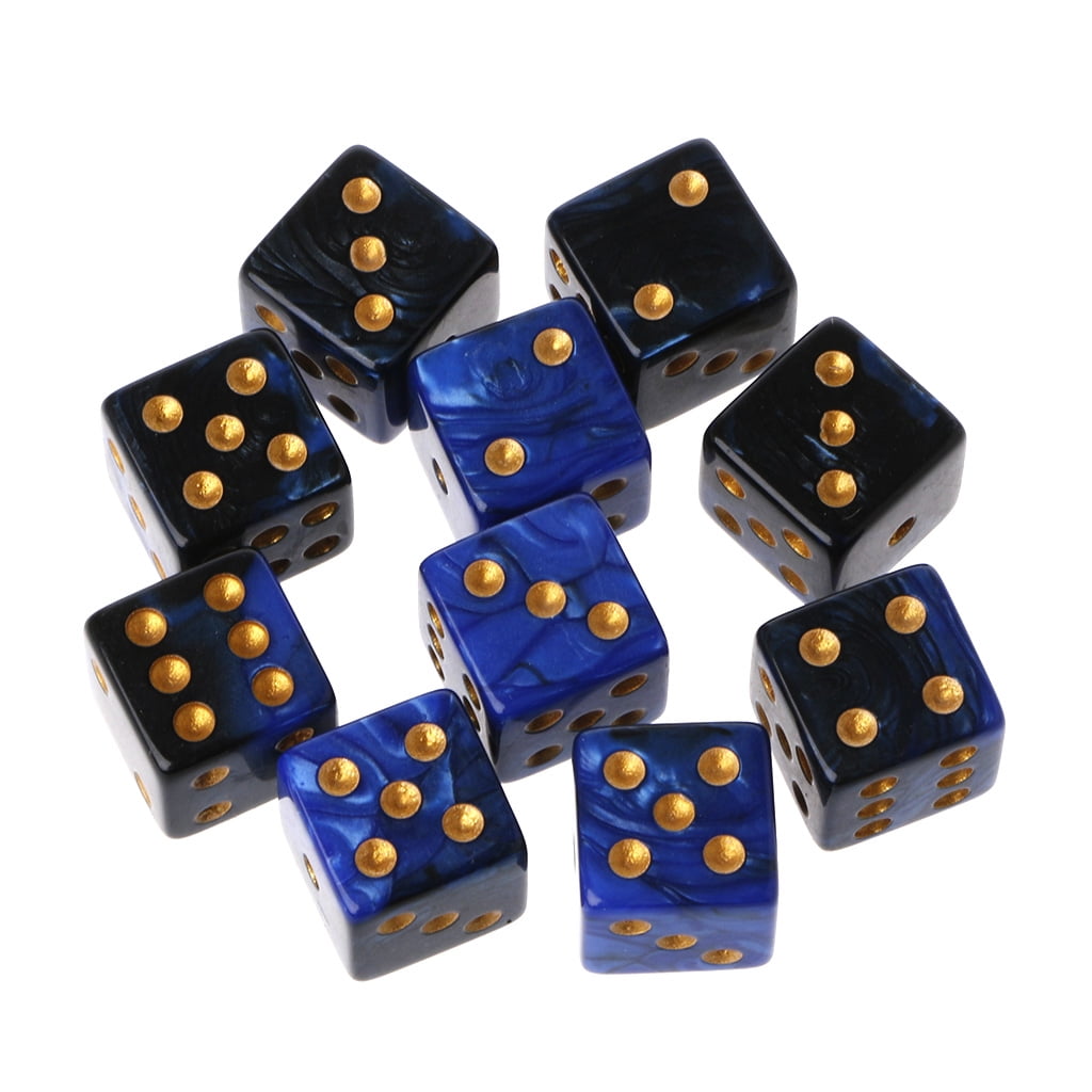 10pcs 16mm Multicolor Acrylic Cube Dice Beads Six Sides Portable Table Games Toy 