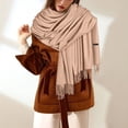 thumbnail image 4 of Scarf Women Pashmina Scarf Soft Solid Plain Shawl Wrap Fashion Warm Neck with Fringes, 4 of 4