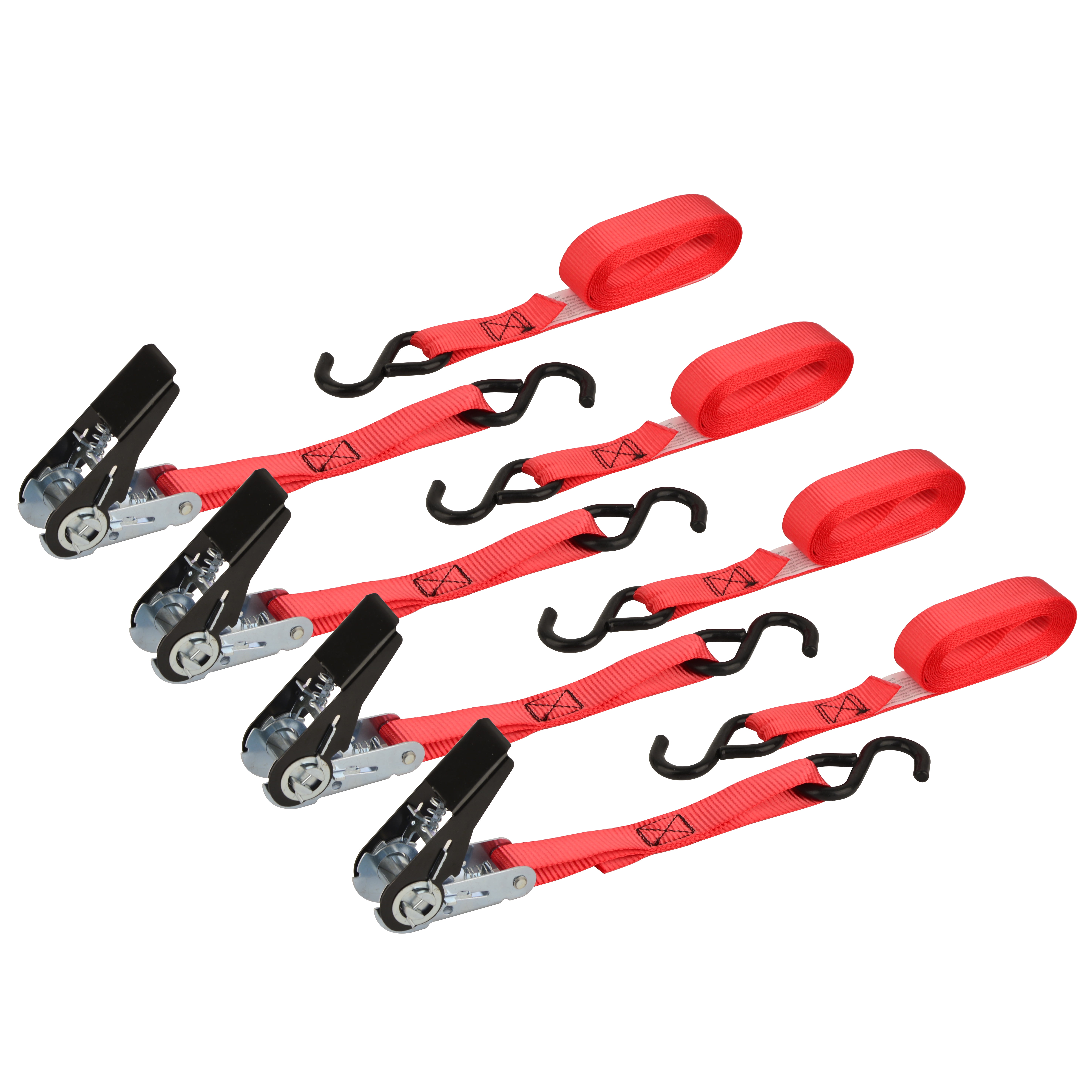 (2 pack) Hyper Tough 1" x 10' Tie-Down Ratchet  300lbs WLL with S hooks 4 Pack