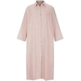 thumbnail image 4 of ZANKLEY Womens Casual Long Sleeve Button Down Loose Striped Cotton Maxi Shirt Dress, 4 of 10