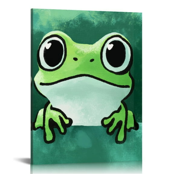 Patifu Frog Kawaii Canvas Print for Living Room Bedroom Home Office Wall Decor 12x16 in