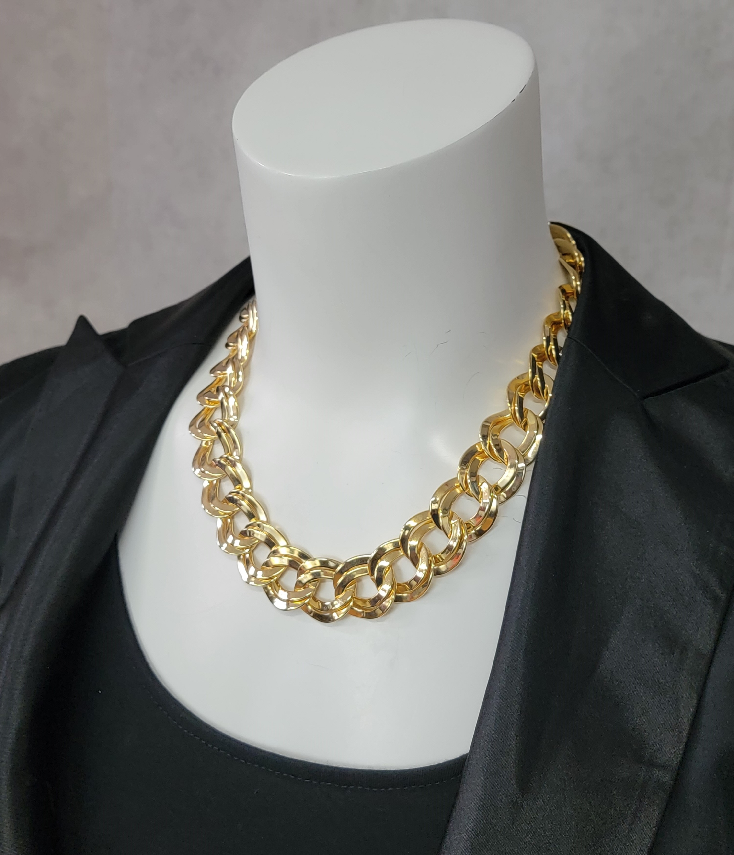 Ky & Co USA Chunky Thick Gold Tone Double Curb Chain Necklace Womens Jewelry 18"