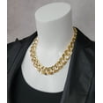 thumbnail image 4 of Ky & Co USA Chunky Thick Gold Tone Double Curb Chain Necklace Womens Jewelry 18", 4 of 5